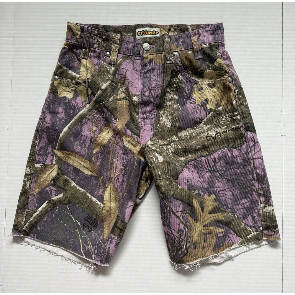 HUF Realtree Camo Cut Off Shorts Pink Purple Hunting Streetwear Men's 26 Y2K